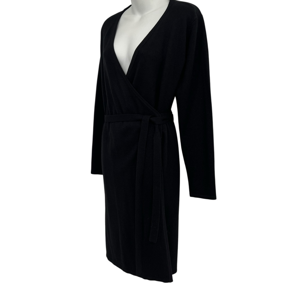 Elegant Black Knit Wrap Dress in Size Small - Picture 5 of 12